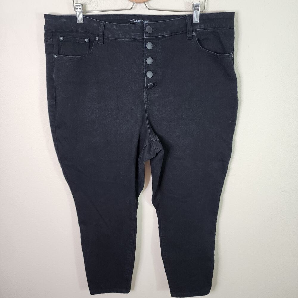TRUTH + THEORY High Rise Ankle Skinny Jeans Plus Size 20W Button Fly Black